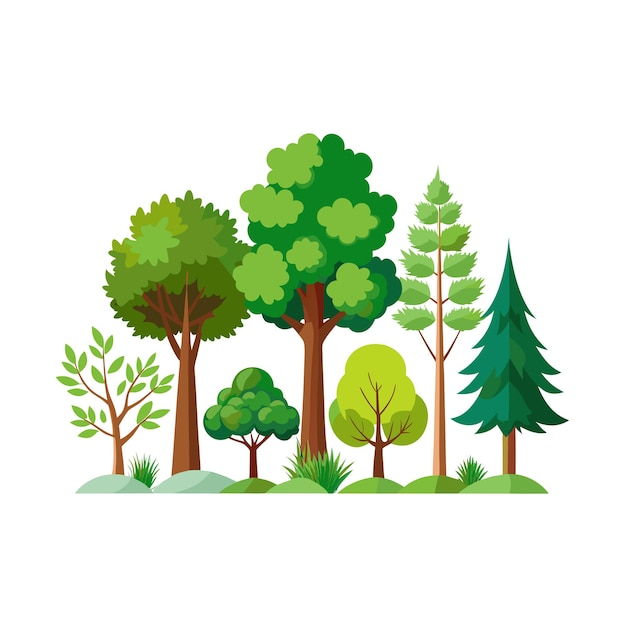 Vector a collection of trees flat style vector illustration