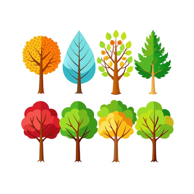 A Collection of Trees flat style vector illustration