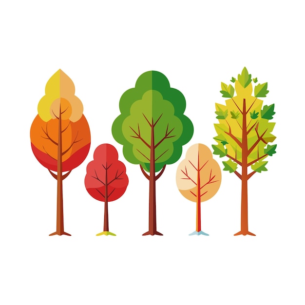 A Collection of Trees flat style vector illustration