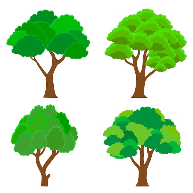 Collection of trees. Trees set isolated on white background. vector illustration.