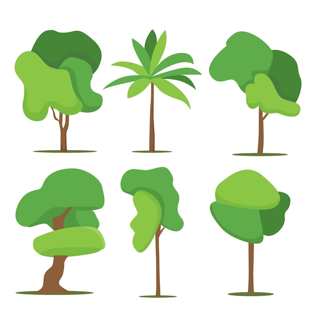 Collection of trees vector in white background