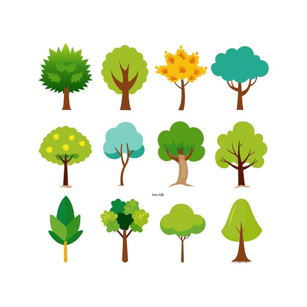 a collection of trees with different colors and the word quot spring quot on the bottom