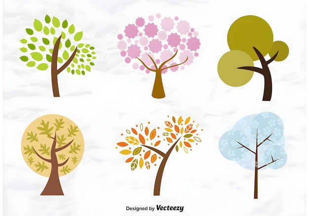 a collection of trees with different colors and the words  the year