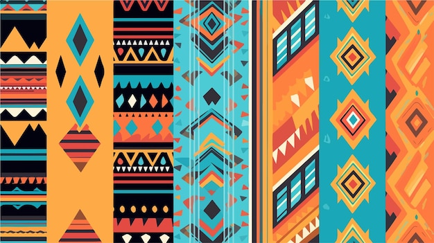 Vector a collection of tribal patterns by person