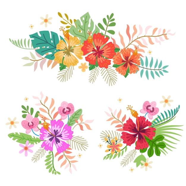 Collection of tropical flowers