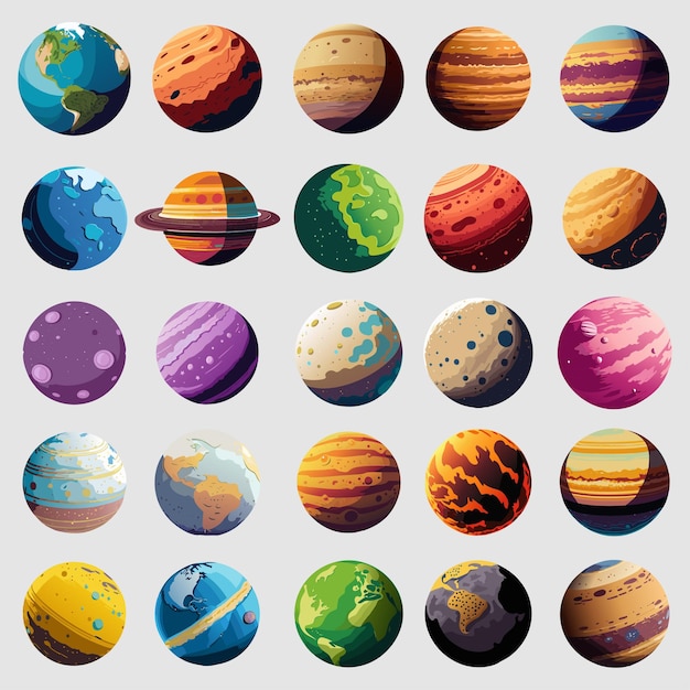 Vector collection of types of planets