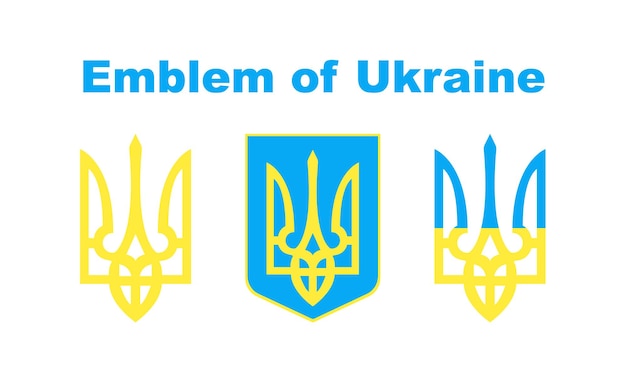 Collection of Ukraine national emblem on a white background