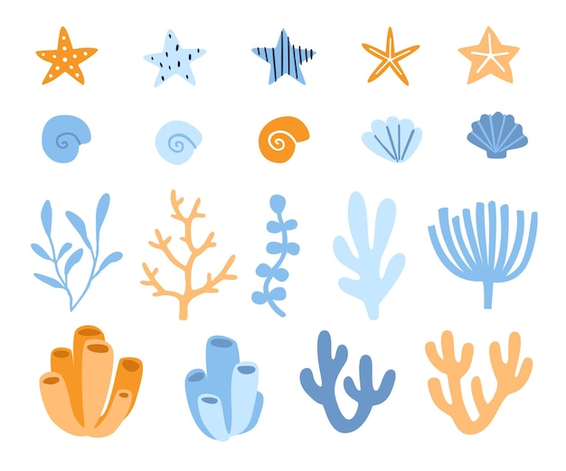 Collection of underwater sea plants.