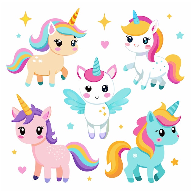 a collection of unicorns including unicorns unicorns and stars