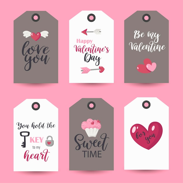 Collection of Valentine's Day tags. Printable cards templates.