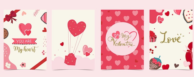 Collection of valentineâs day background set with heart.Editable vector illustration for website, invitation,postcard and sticker