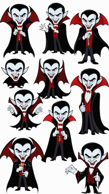 Vector a collection of vampires cartoon drawing artwork vector