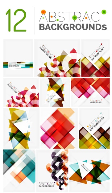 Collection of various abstract backgrounds geometric style