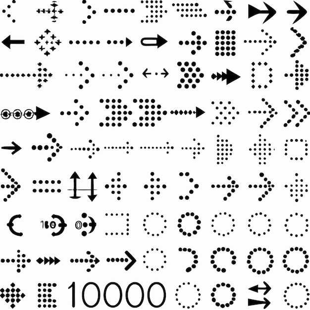 Vector a collection of various black and white arrow circle and line icons