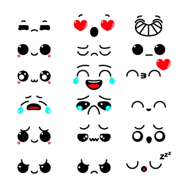 collection of various facial expressions