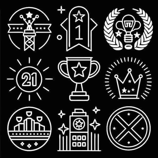 Vector a collection of various symbols including a crown and a crown