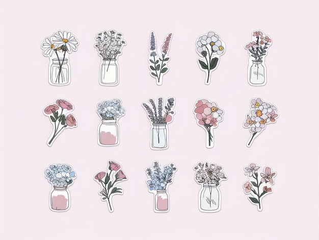 a collection of vases with flowers in them