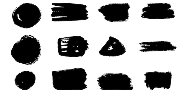 Collection of vector brush hand drawn graphic element. Set of vector brush strokes isolated on white background. vector illustration.