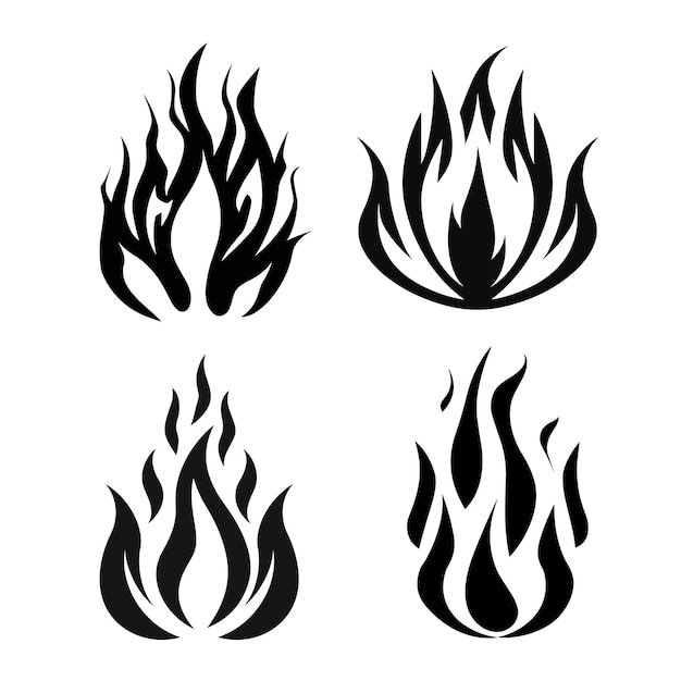 Collection of vector flames fire icons