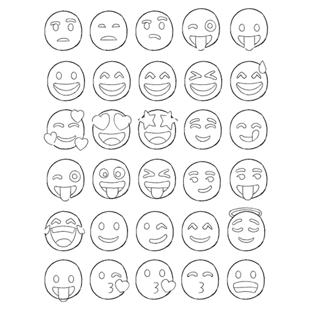 Collection of Vector Hand Drawn Cartoon Cute WhatsApp Emoji