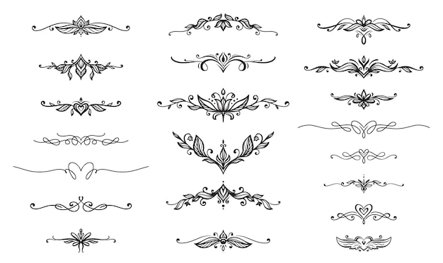 Collection of vector hand drawn dividers for design frames invitations greeting cards menu