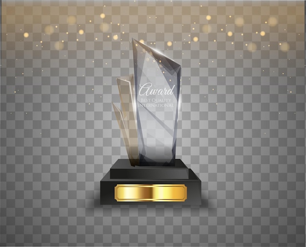 Collection vector illustration of modern glass trophies prizes