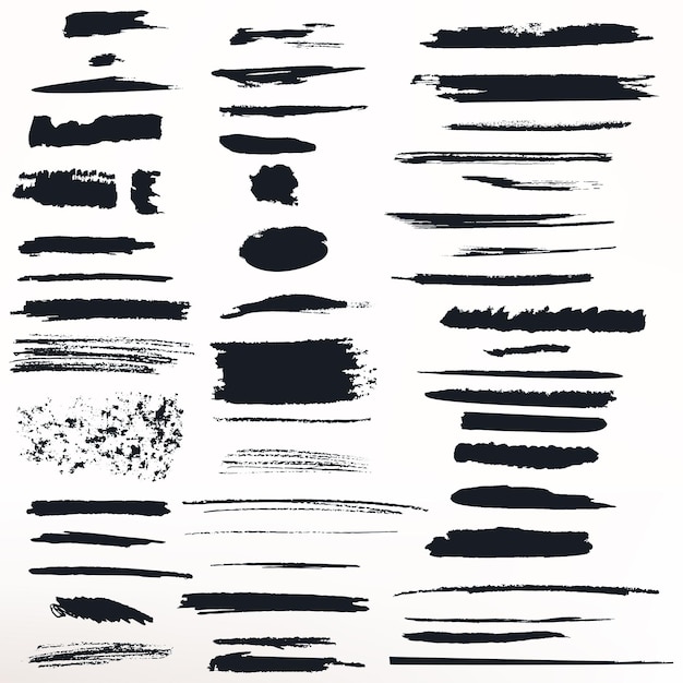 Collection of vector painted grunge ink strokes for brushes designs