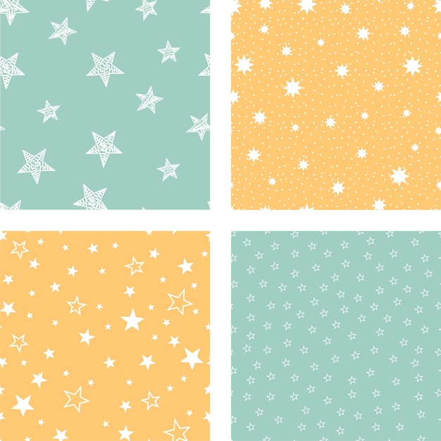 Collection vector seamless patterns Aqua color