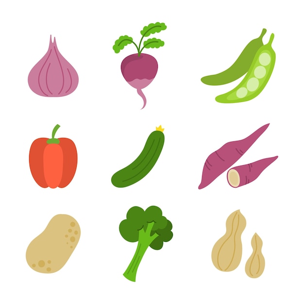 collection of vegetables illustration vector flat