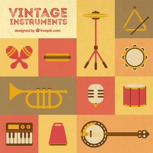 Vector collection of vintage instruments