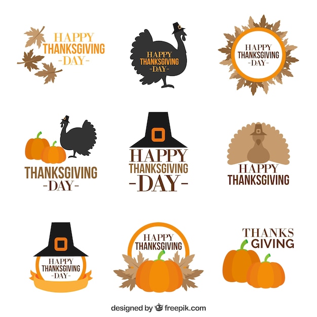 Collection of vintage style thanksgiving badges