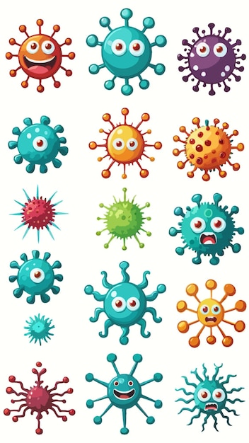 A collection of viruses cartoon drawing artwork vector