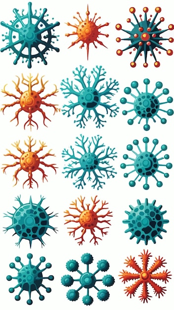 A collection of viruses cartoon drawing artwork vector