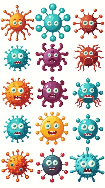 A collection of viruses cartoon drawing artwork vector