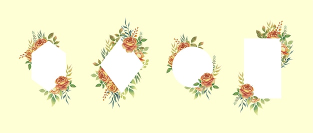 Collection of watercolor flower frames