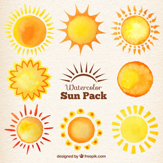 Vector collection of watercolor suns