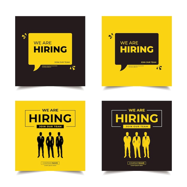 Collection of We are hiring recruitment background vector illustration