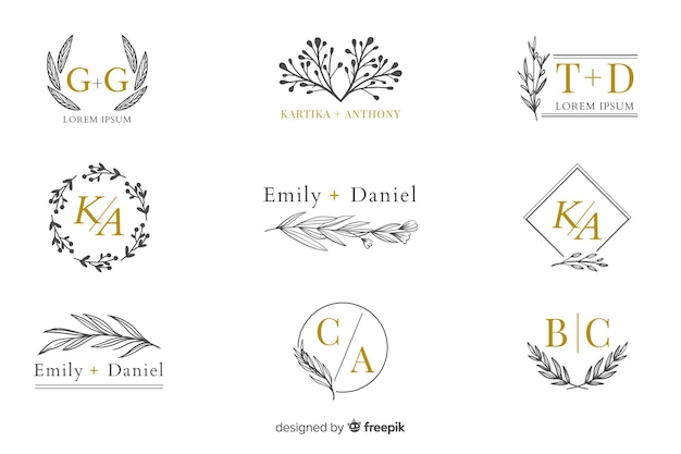 Collection of wedding monogram logos