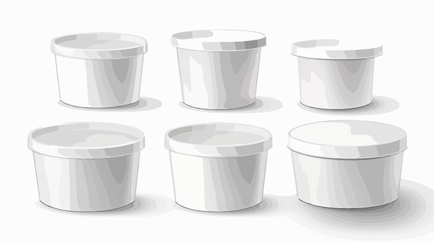 a collection of white plastic cups with a black outline