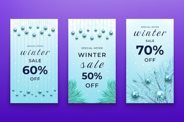 Collection of winter Christmas sale instagram stories