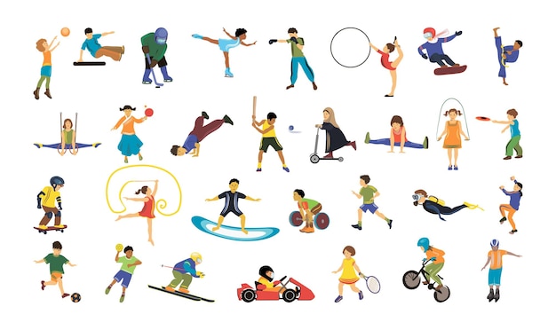 Collection of with children doing different sports