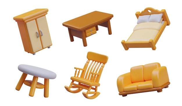 Collection with different new furniture for online games or web store