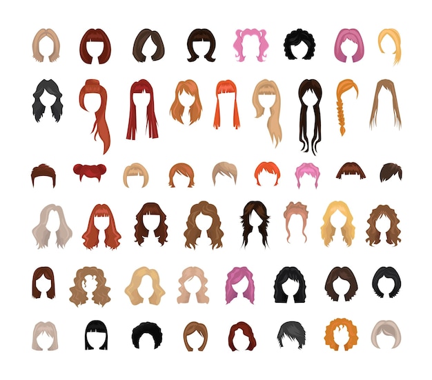 Vector collection of womens hairstyles