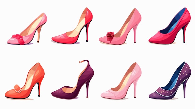 Vector collection of womens high heeled shoes for wedding