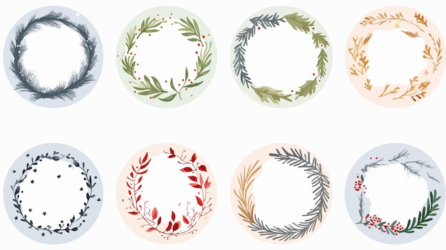 Vector a collection of wreaths with the word ooon them