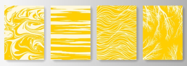 Collection of yellow backgrounds with white lines