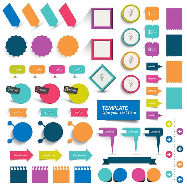 Collections of infographics flat design elements Vector illustration