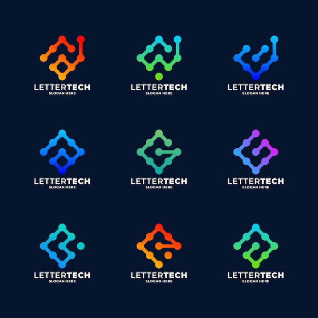 Collections of letter technology logo design.