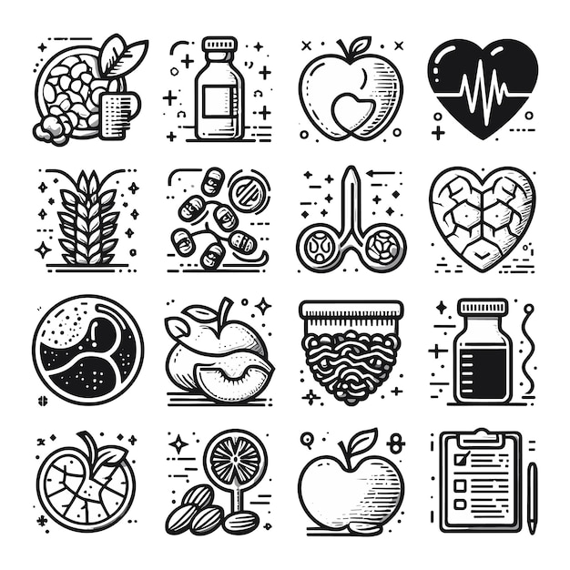 Collections of Nutrition Icon Vector illustration icons types Food Fruits Minerals mixed Fruits