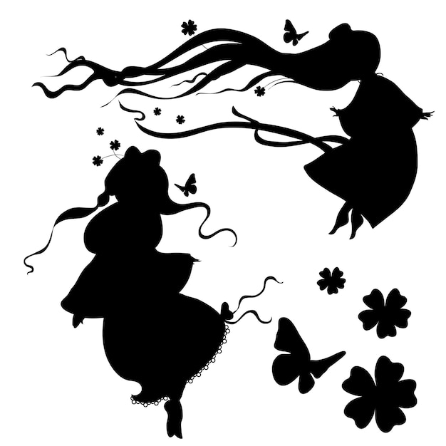 Vector collections of vector silhouettes a fairy